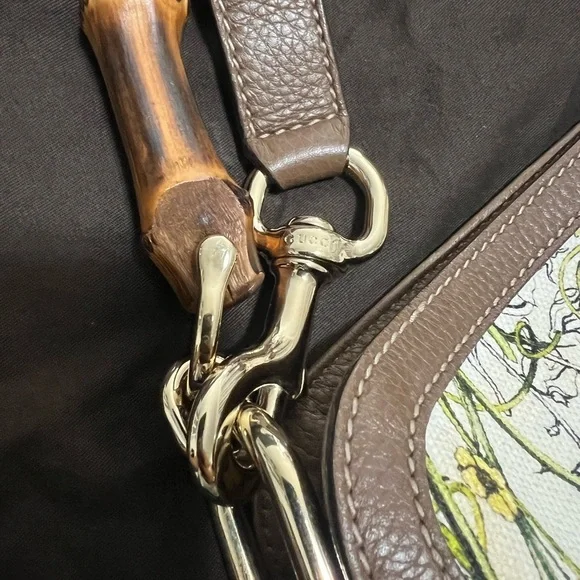 Gucci White Bamboo Flora Diana Canvas Satchel Multiple colors - Picture 11 of 12